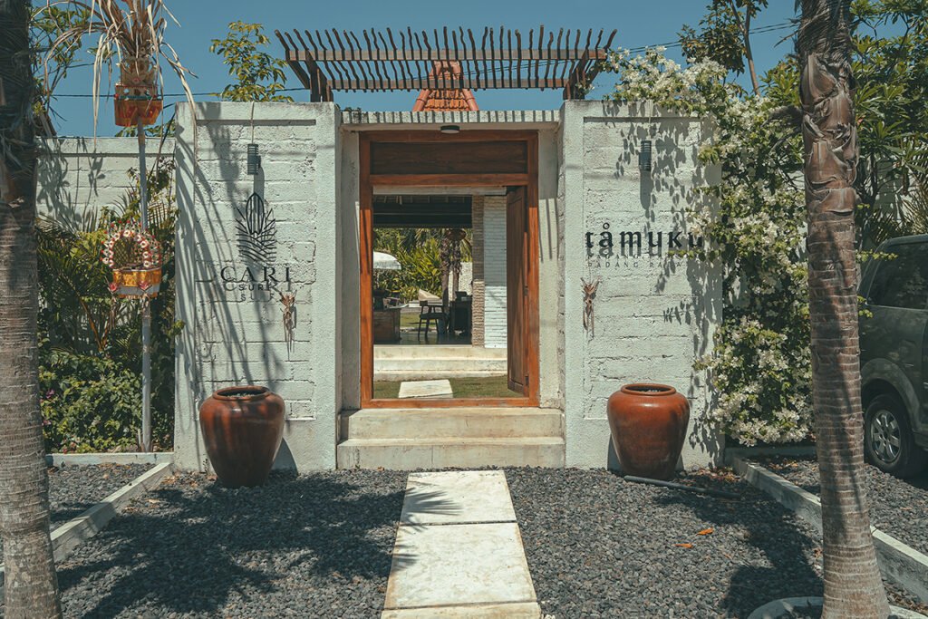 entrance to cari surf camp Bali in Indonesia